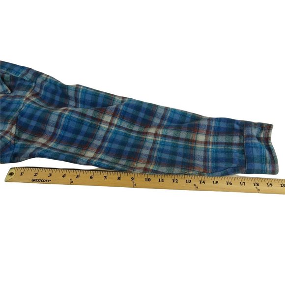 Pendleton Blue Plaid Jacket Moth HOLE XL Dry Clean Wool - Picture 9 of 10
